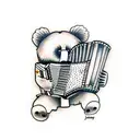 Beggar Bear playing accordion tattoo design idea