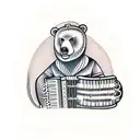 Beggar Bear playing accordion tattoo design idea