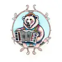 Beggar Bear playing accordion tattoo design idea