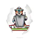 Beggar Bear playing accordion tattoo design idea