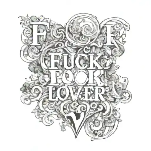 Image on top half of word Fuck lower transform lower half Love tattoo design idea