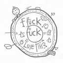 Image on top half of word Fuck lower half Love and the whole thing spell Liar when viewed in a mirror tattoo design idea