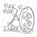 Image on top half of word Fuck lower half Love and the whole thing spell Liar when viewed in a mirror tattoo design idea