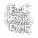 Image on top half of word Fuck lower transform lower half Love tattoo design idea