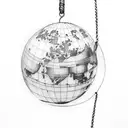 a woman in a swing hanging from a world globe tattoo design idea