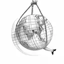 a woman in a swing hanging from a world globe tattoo design idea