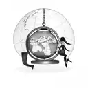 a woman in a swing hanging from a world globe tattoo design idea
