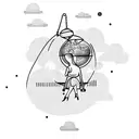 a woman in a swing hanging from a world globe tattoo design idea