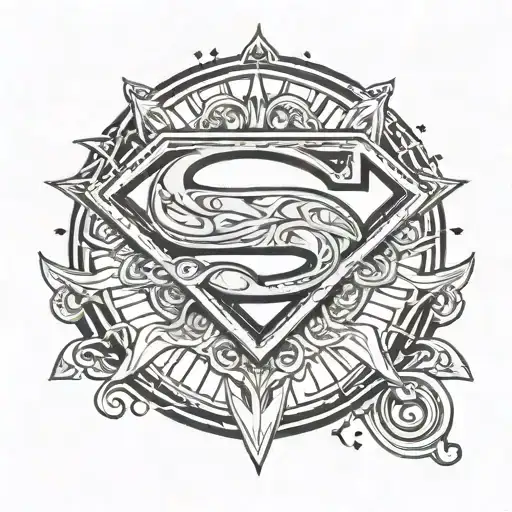 Superman symbol with background elements incorporated tattoo design idea