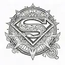Superman symbol with background elements incorporated tattoo design idea