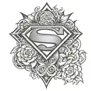 Superman symbol with background elements incorporated tattoo design idea