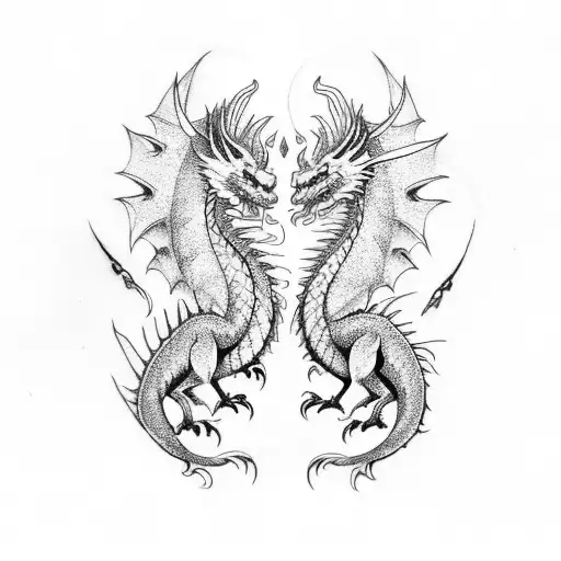dragon + zodiac sign gemini tattoo design idea