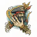 pirate hand outstretched tattoo design idea