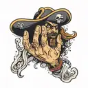 pirate hand outstretched tattoo design idea