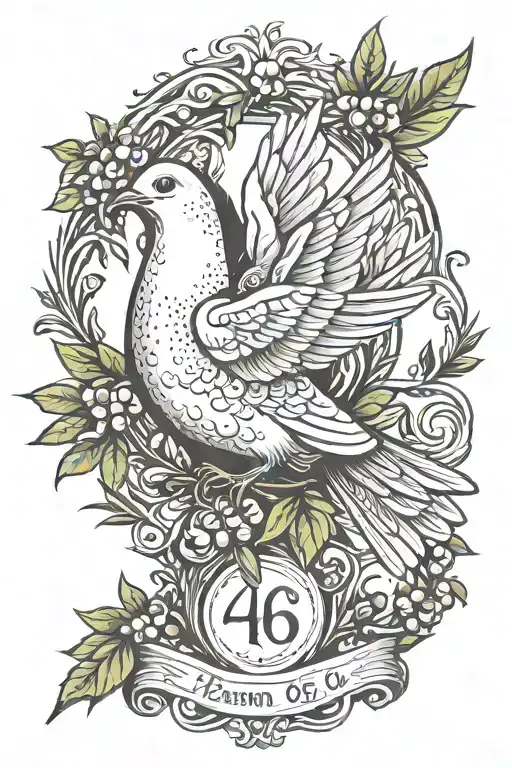 Psalm 46 5 dove carrying an olive branch tattoo design idea