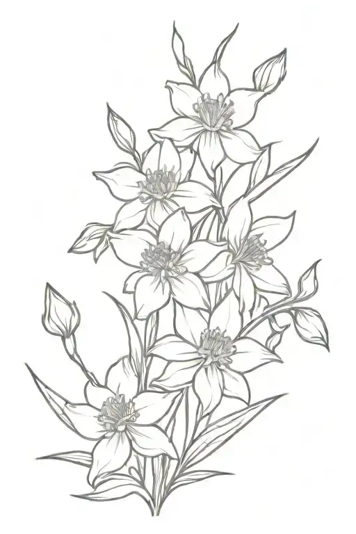 aster flower/ narcissus flower bouquet tattoo design idea