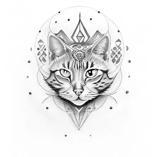 brujula + ojo de gato + tribal tattoo design idea
