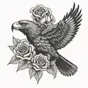 Eagle, rose, lion tattoo design idea