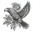Eagle, rose, lion tattoo design idea