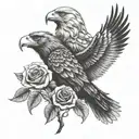 Eagle, rose, lion tattoo design idea