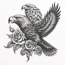 Eagle, rose, lion tattoo design idea