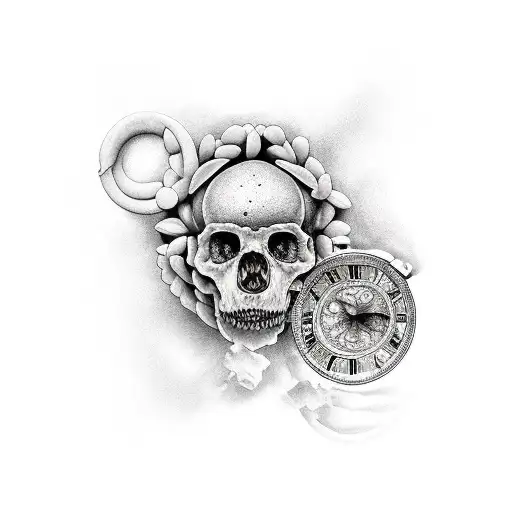 cabeza de león con dos relojes de arena tattoo design idea