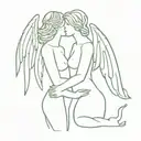 Kissing angels tattoo design idea