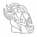 Kissing angels tattoo design idea