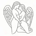 Kissing angels tattoo design idea