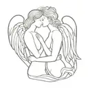 Kissing angels tattoo design idea