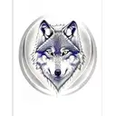 Wolf mit Bunten Augen Mond Wald Kirche Berg tattoo design idea