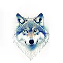 Wolf mit Bunten Augen Mond Wald Kirche Berg tattoo design idea