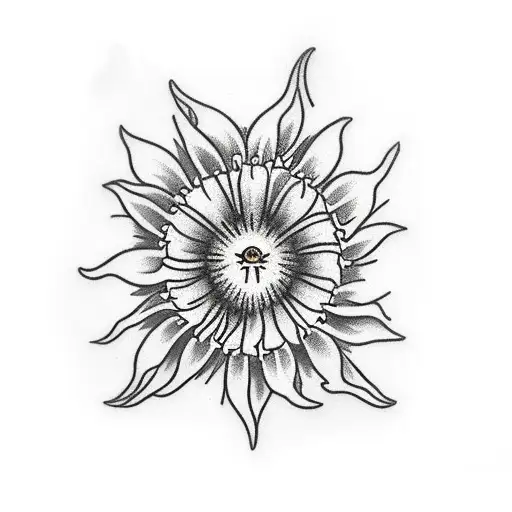 Sacred Heart rosary daisies and narcissus  tattoo design idea