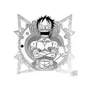 gear 5 luffy one piece anime tattoo design idea