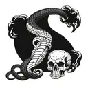 A snake intertwining with a skull in a gym setting tattoo design idea
