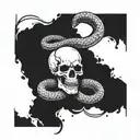 A snake intertwining with a skull in a gym setting tattoo design idea