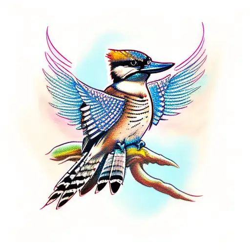 kookaburra wings spread tattoo design idea
