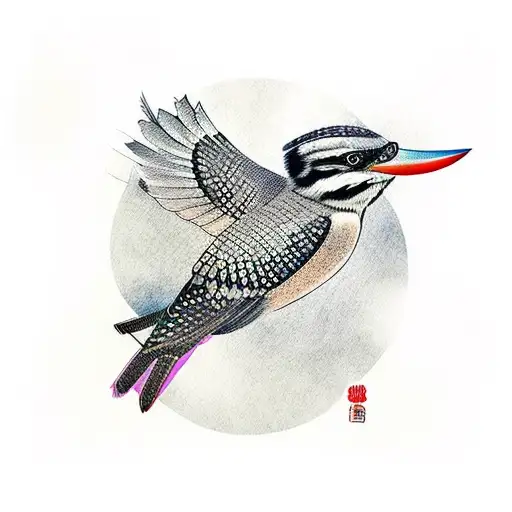 kookaburra wings spread tattoo design idea