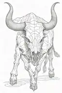 Charging bull skull full body tattoo design idea