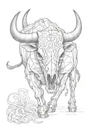 Charging bull skull full body tattoo design idea