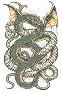 dragon and snake intertwined  tattoo design idea