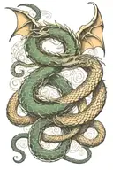 dragon and snake intertwined  tattoo design idea