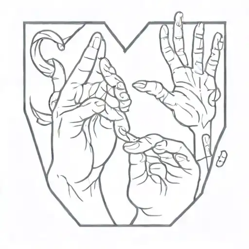 i love you in sign language logo combined tattoo design idea