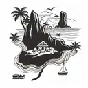 A tattoo design combining elements of pebble beach and Tulum to represent your favorite places tattoo design idea