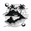 A tattoo design combining elements of pebble beach and Tulum to represent your favorite places tattoo design idea