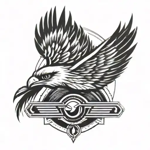 Incorporate the Thunderbird car logo into a memorial tattoo dedicated to someone who has passed away tattoo design idea