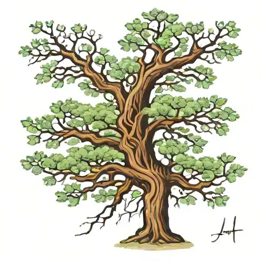 An oak tree tattoo starting on my back and wrapping around my shoulder with the Bible verse Joshua 1:9 incorperated and  tattoo design idea