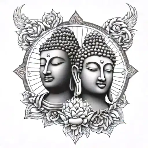 buddha & jesus christ tattoo design idea