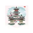 Japanese samurai cherry blossoms torii gate tattoo design idea