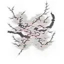 Japanese samurai cherry blossoms torii gate tattoo design idea